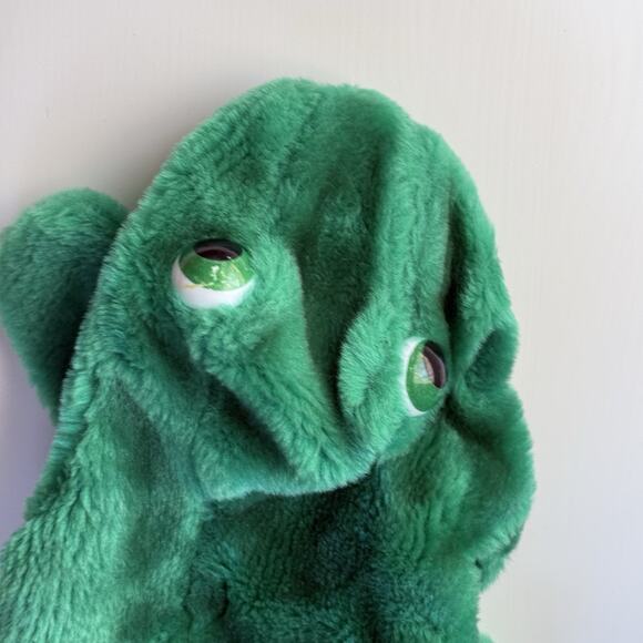 Rare Cute Vintage Green Plush Frog Hand Puppet Planet HTF Plastic Mouth Support - Picture 7 of 12